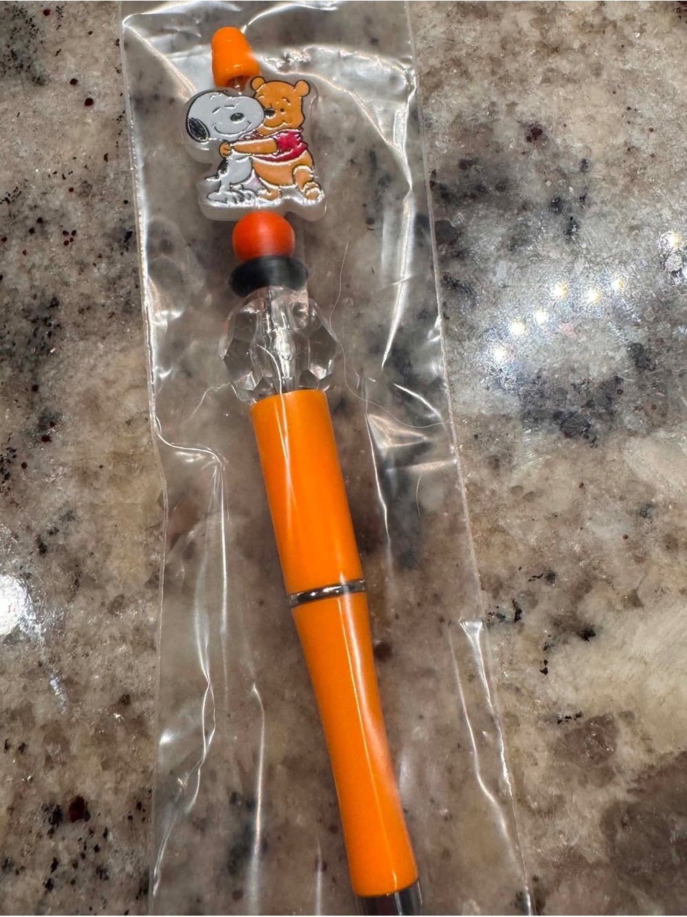 Hand Crafted Orange Novelty Pen with Cartoon Top